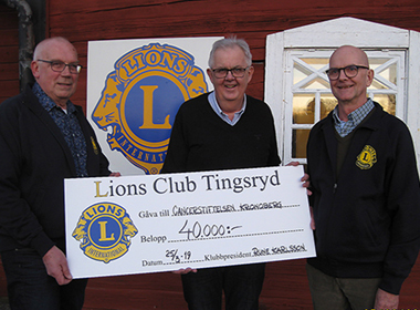 Lions Club Tingsryd skänker stor gåva